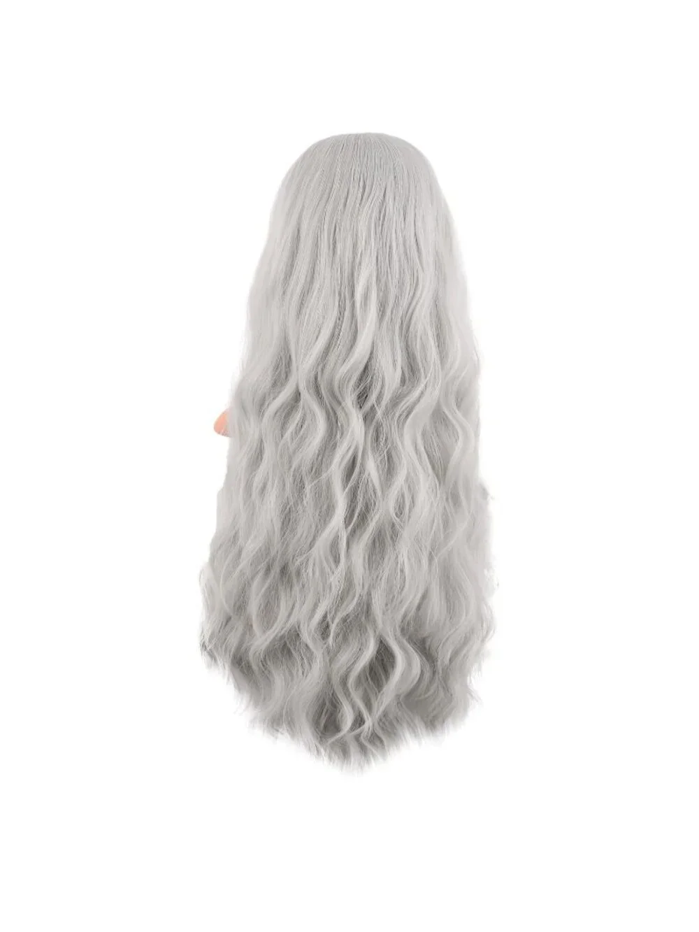 Women's Silver 28 Inch Synthetic Fiber Long Middle Part Curly Cosplay Wigs